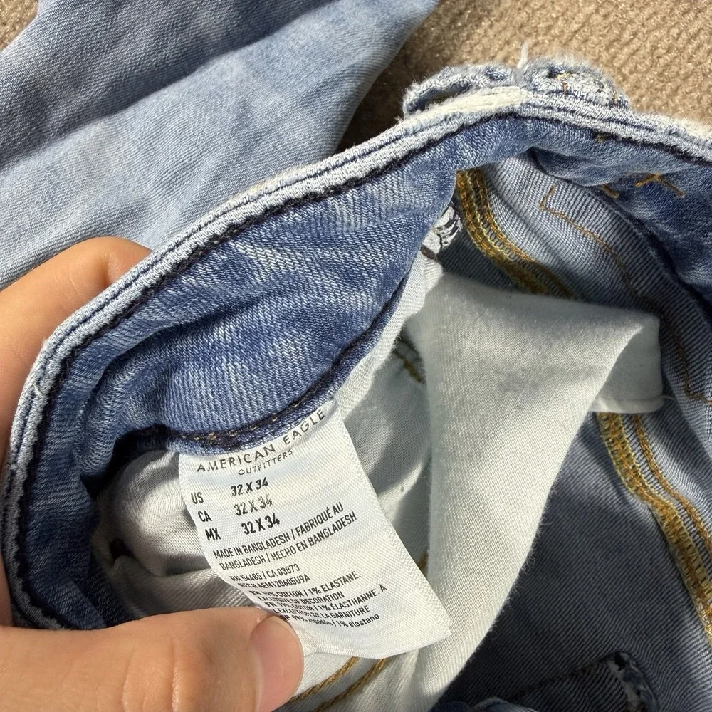 American Eagle AirFlex+ Jeans Mens 32x34 Light Wash Straight Stretch Denim